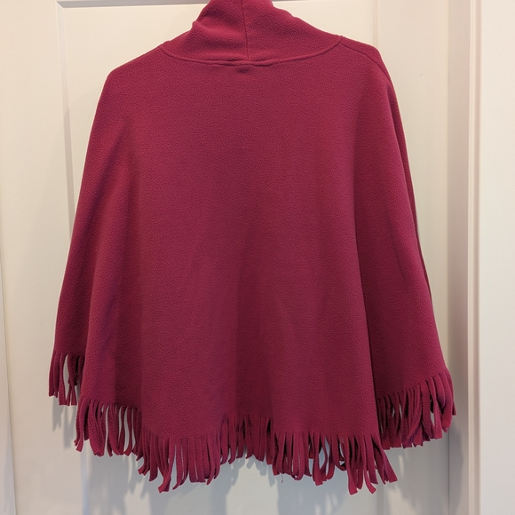 Raspberry Pink Fringe Poncho - Picture 2 of 3